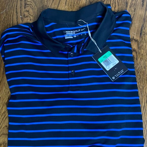 Nike Other - Nike Standard Fit golf polo shirt blue black stripe XL men's NWT